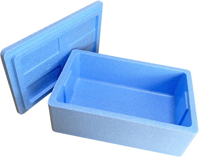 写真:発泡スチロール保冷保温容器　特注品（青色）